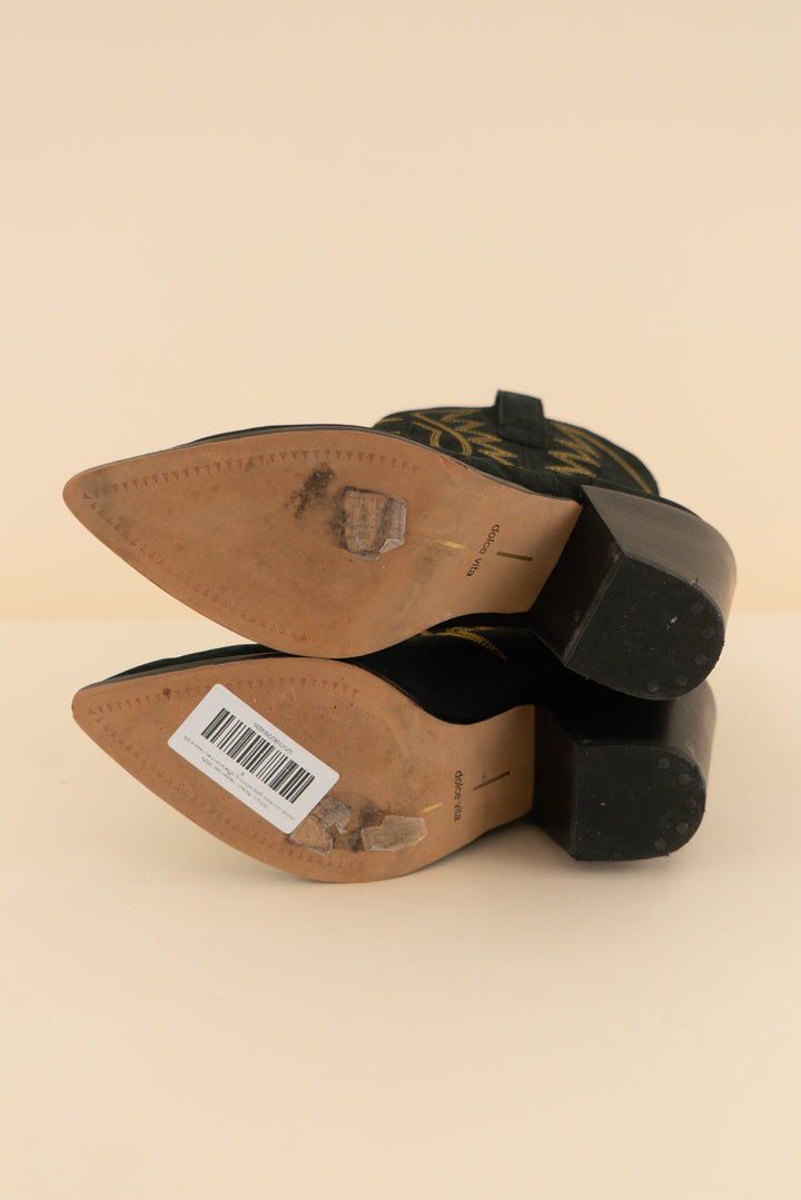 AUCTION dolce vita black gold stitching suede cowboy bootie (8)