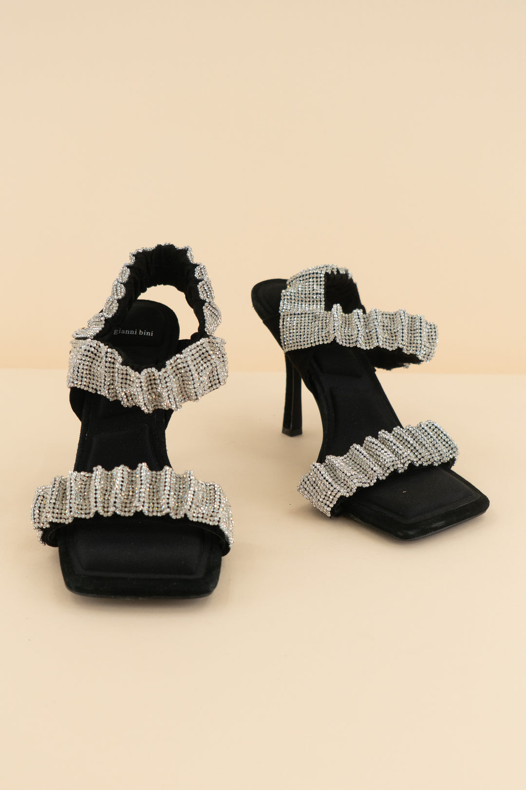 AUCTION gianni bini black velvet rhinestone heels (8.5)