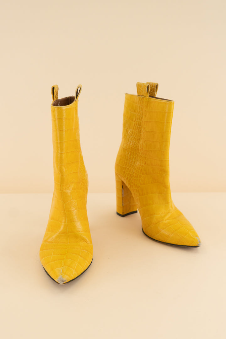 AUCTION paris texas yellow snakeskin high heel booties (38.5)
