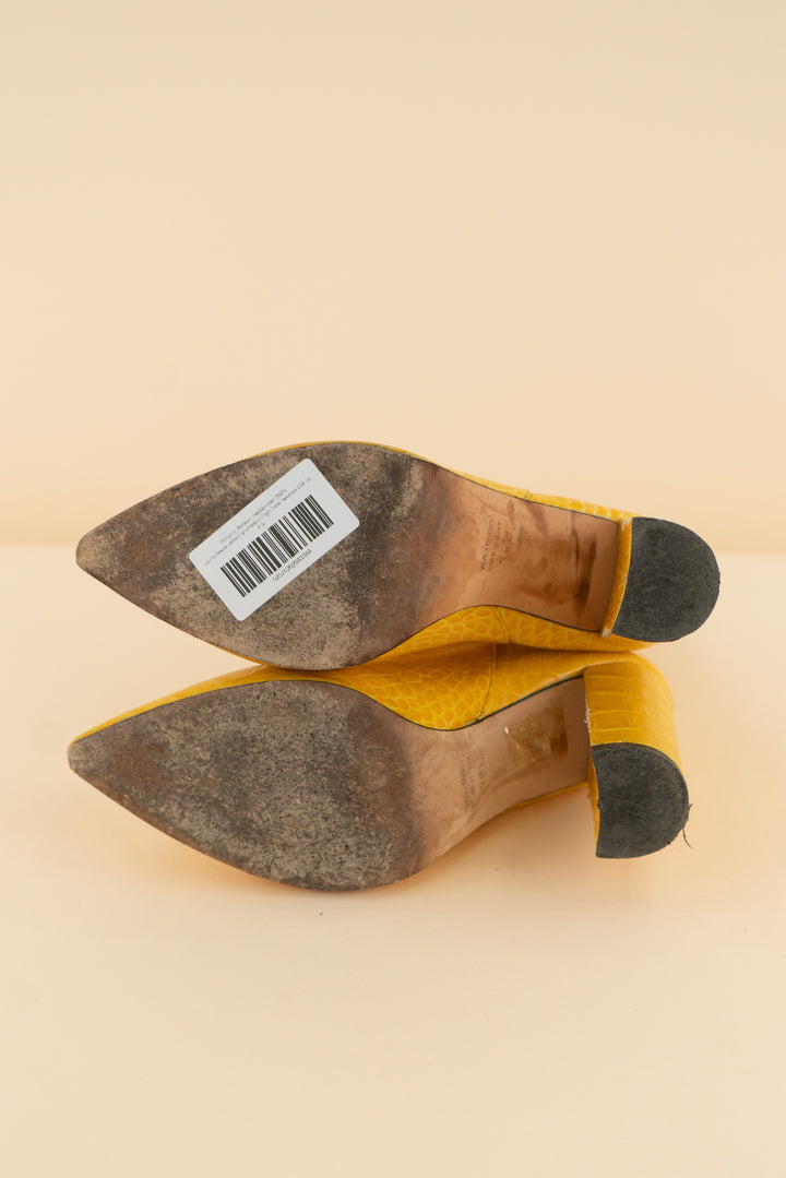 AUCTION paris texas yellow snakeskin high heel booties (38.5)