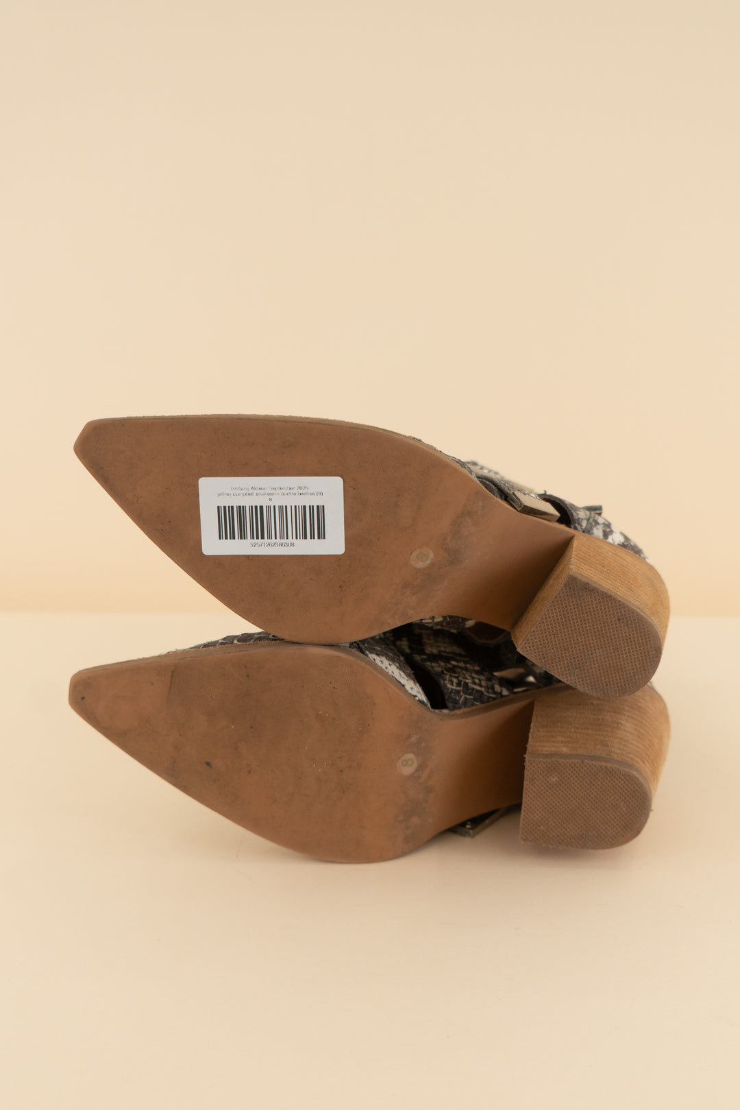 jeffrey campbell snakeskin buckle booties (8; retail $180)