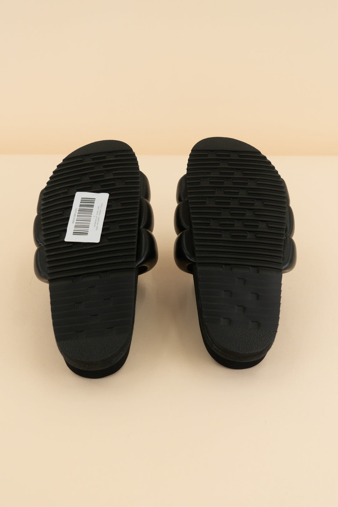 roam black puff slides (6; retail $165)
