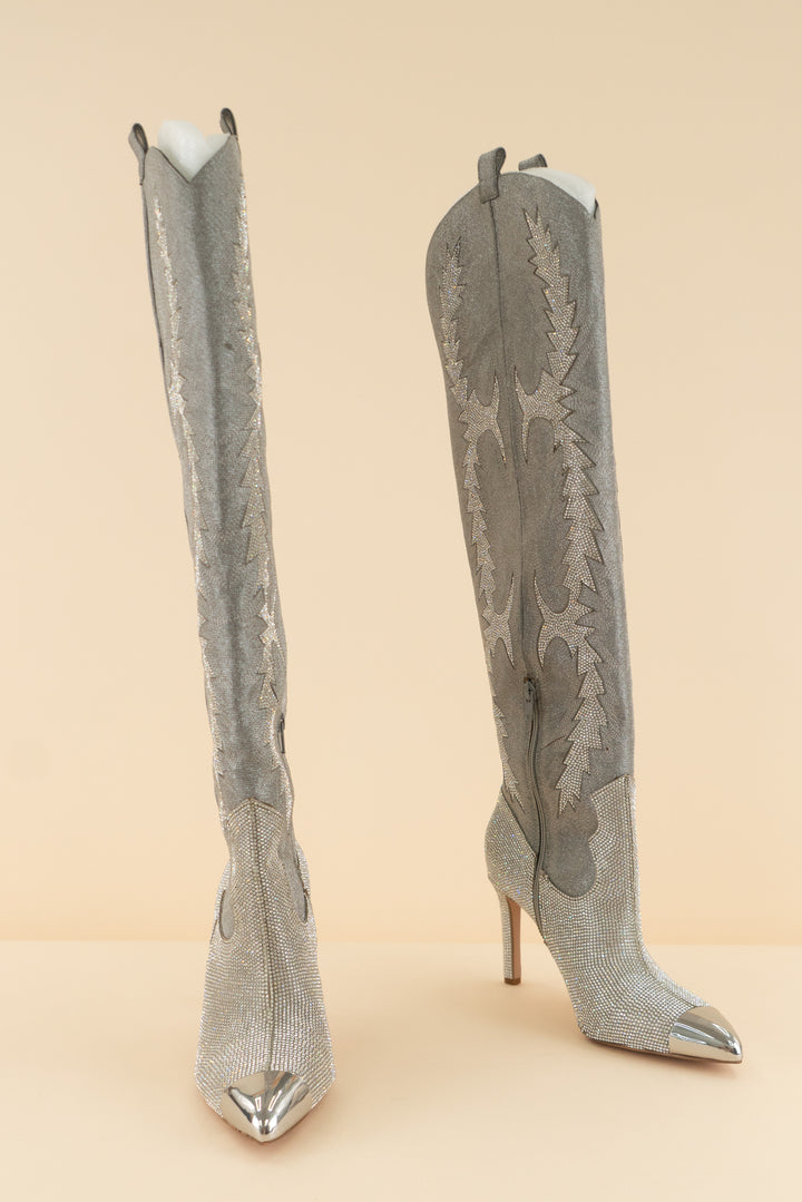 gianni bini rhinestone super high leg cowboy boots (8.5; retail $230)