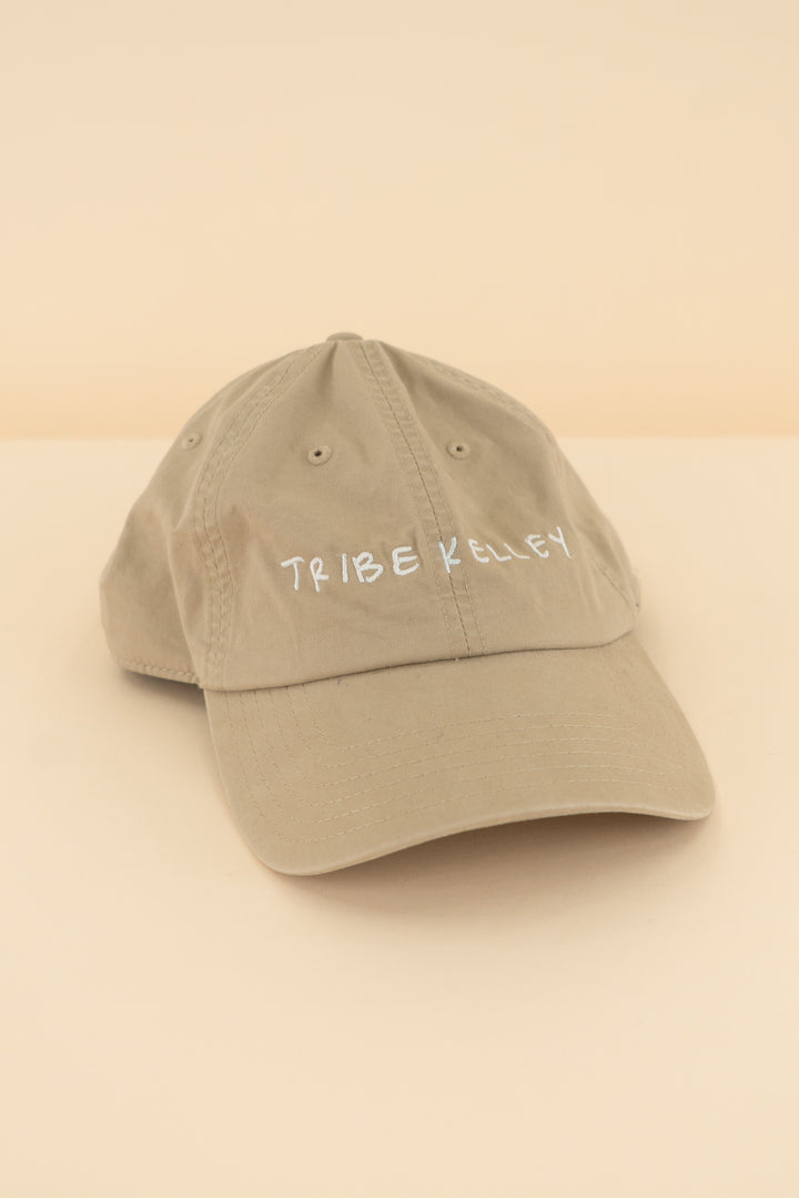 AUCTION tribe kelley taupe "tribe kelley" embroidered baseball cap (os)
