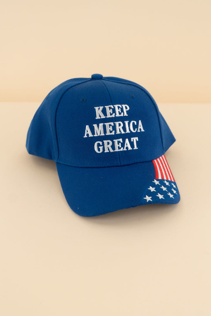 AUCTION navy blue "keep america great" embroidered american flag baseball cap (os)
