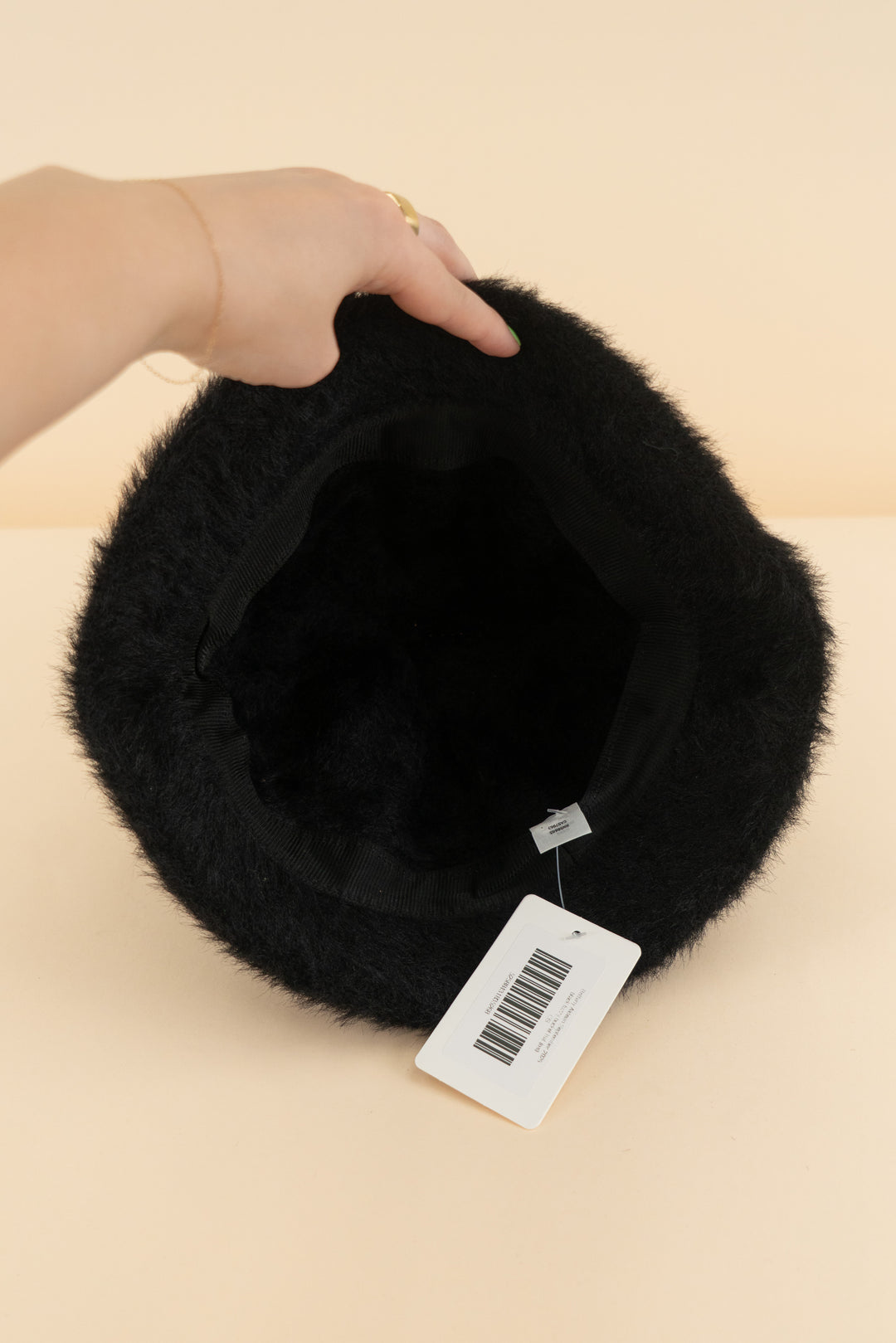 black fuzzy bucket hat (os; retail $35)