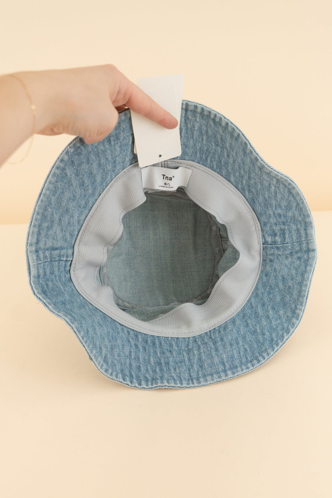 aritzia light wash denim bucket hat (m/l; retail $25)