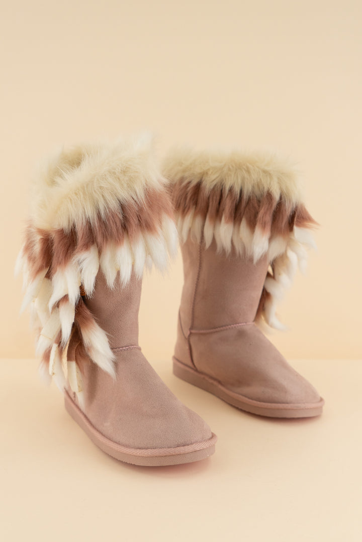 pink suede ombre fur boots (8)