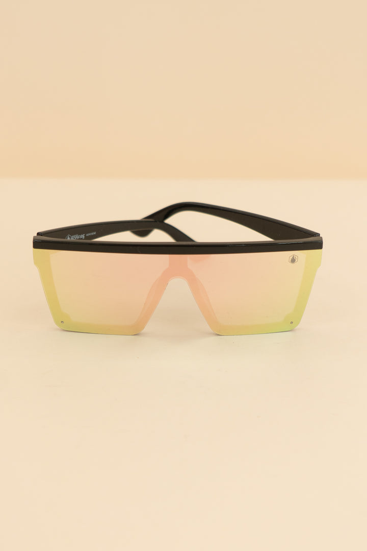 AUCTION american bonfire black rainbow polarized lens flat top sunglasses (os)