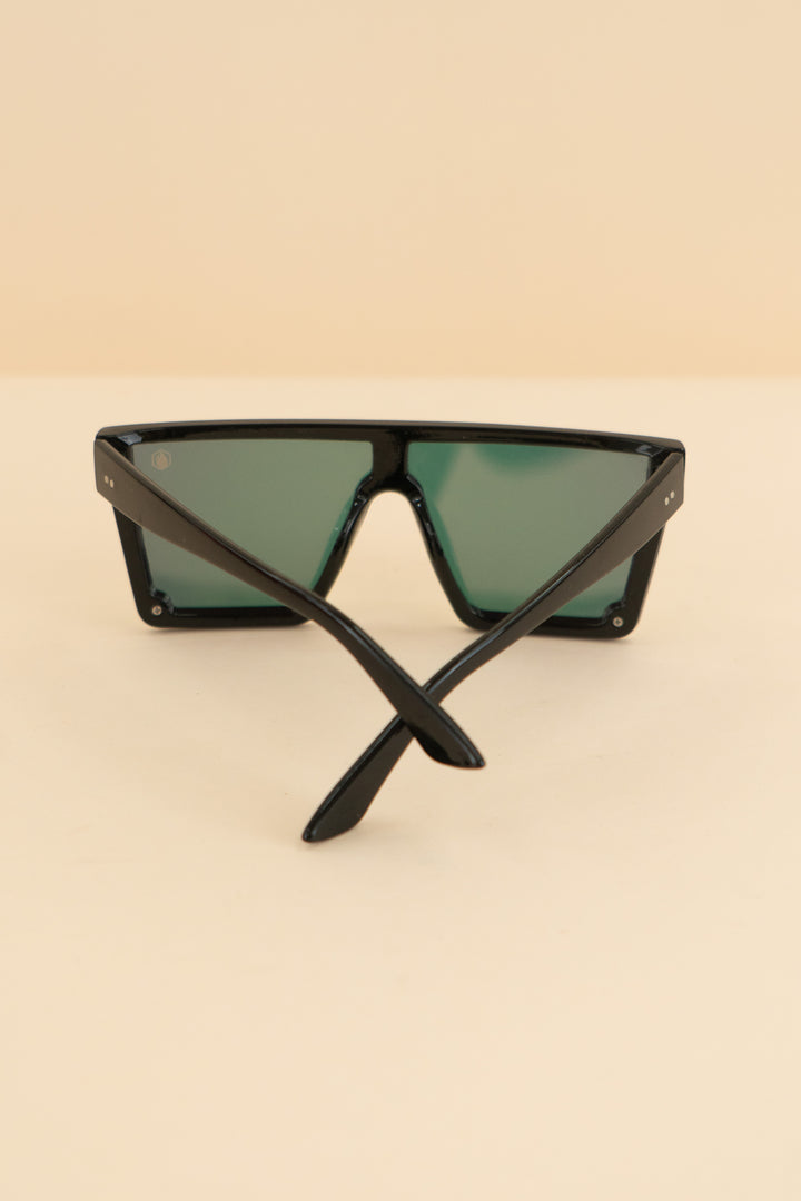 AUCTION american bonfire black rainbow polarized lens flat top sunglasses (os)