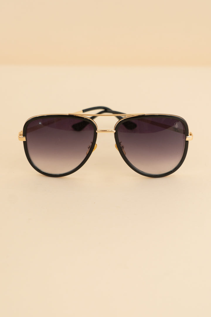 AUCTION american bonfire black gold framing oversized aviator sunglasses (os)