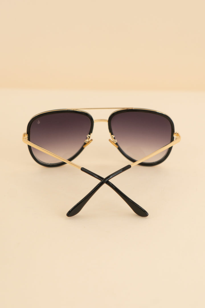 AUCTION american bonfire black gold framing oversized aviator sunglasses (os)