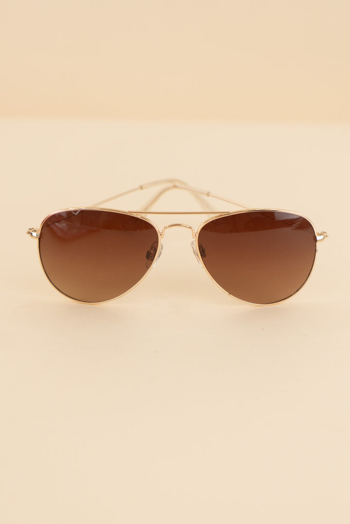 joox gold brown lens aviator sunglasses (os)
