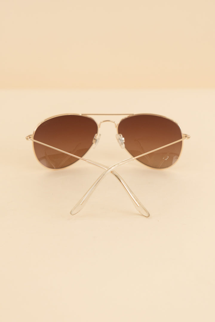 joox gold brown lens aviator sunglasses (os)
