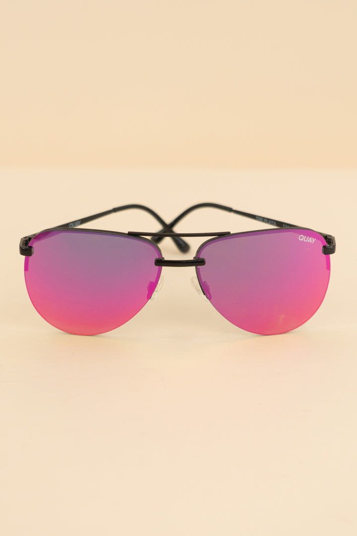 AUCTION quay pink/purple polarized lens oversized aviator sunglasses (os)