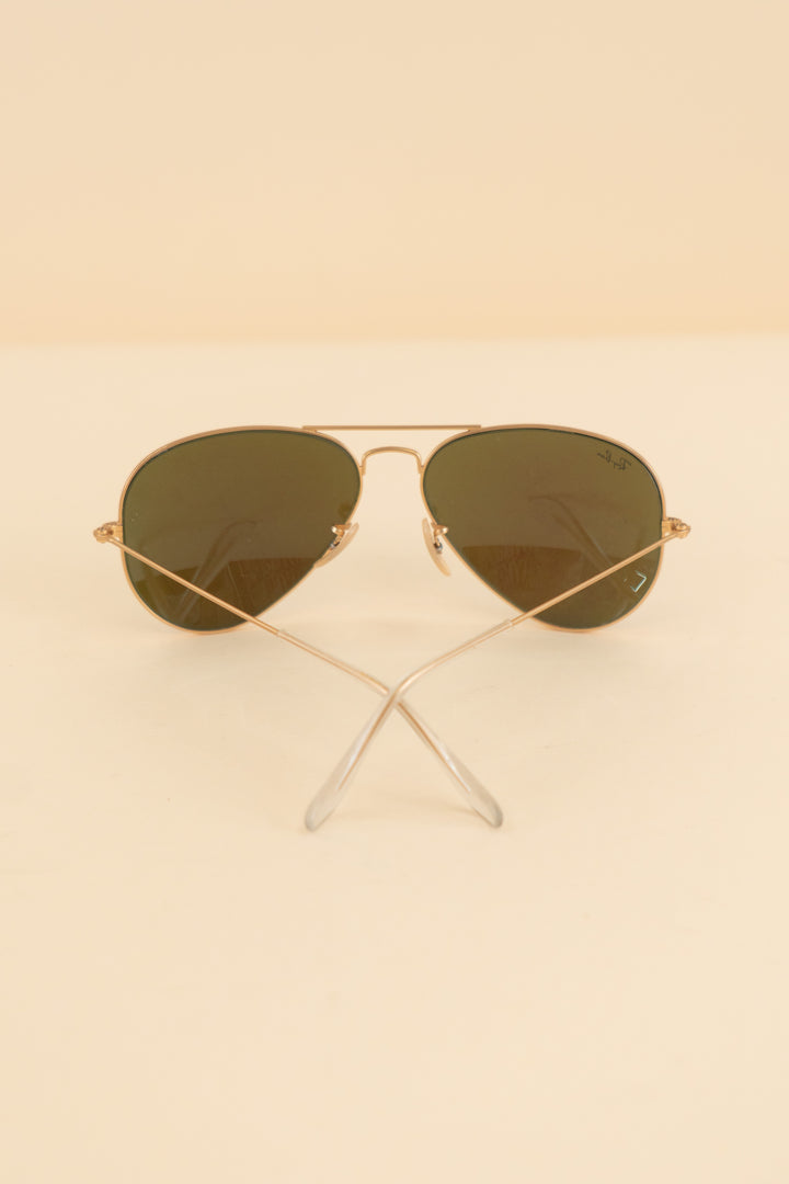 AUCTION ray ban gold blue polarized aviator sunglasses (os)