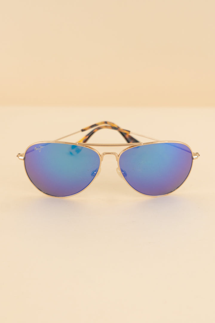 AUCTION maui jim blue polarized aviator sunglasses (os)