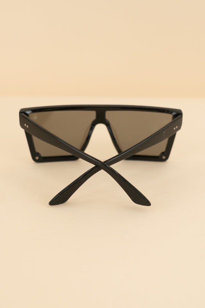 american bonfire black flat top oversized sunglasses (os)