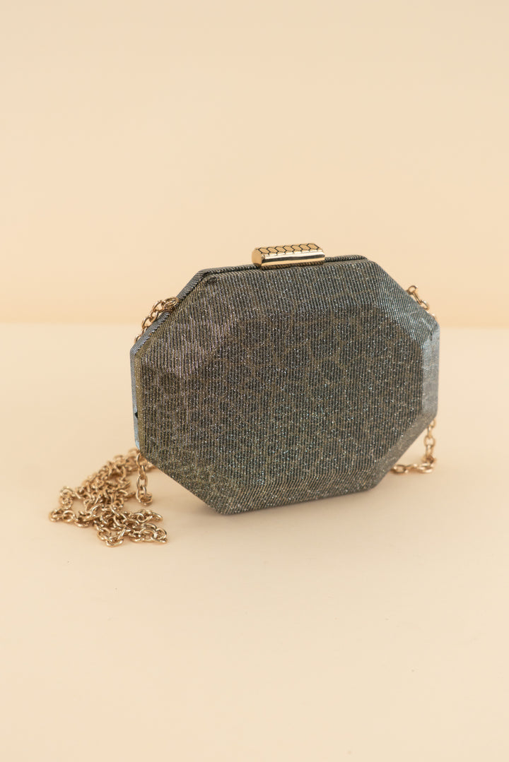 auction kate landry leopard shimmer octagon purse (os)