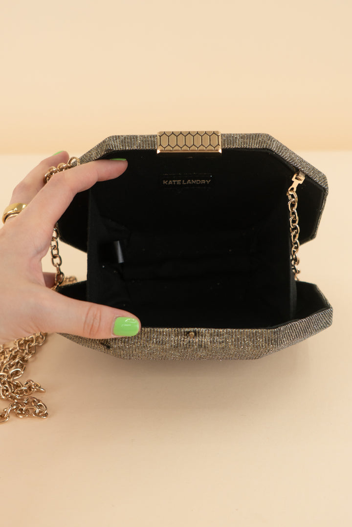auction kate landry leopard shimmer octagon purse (os)