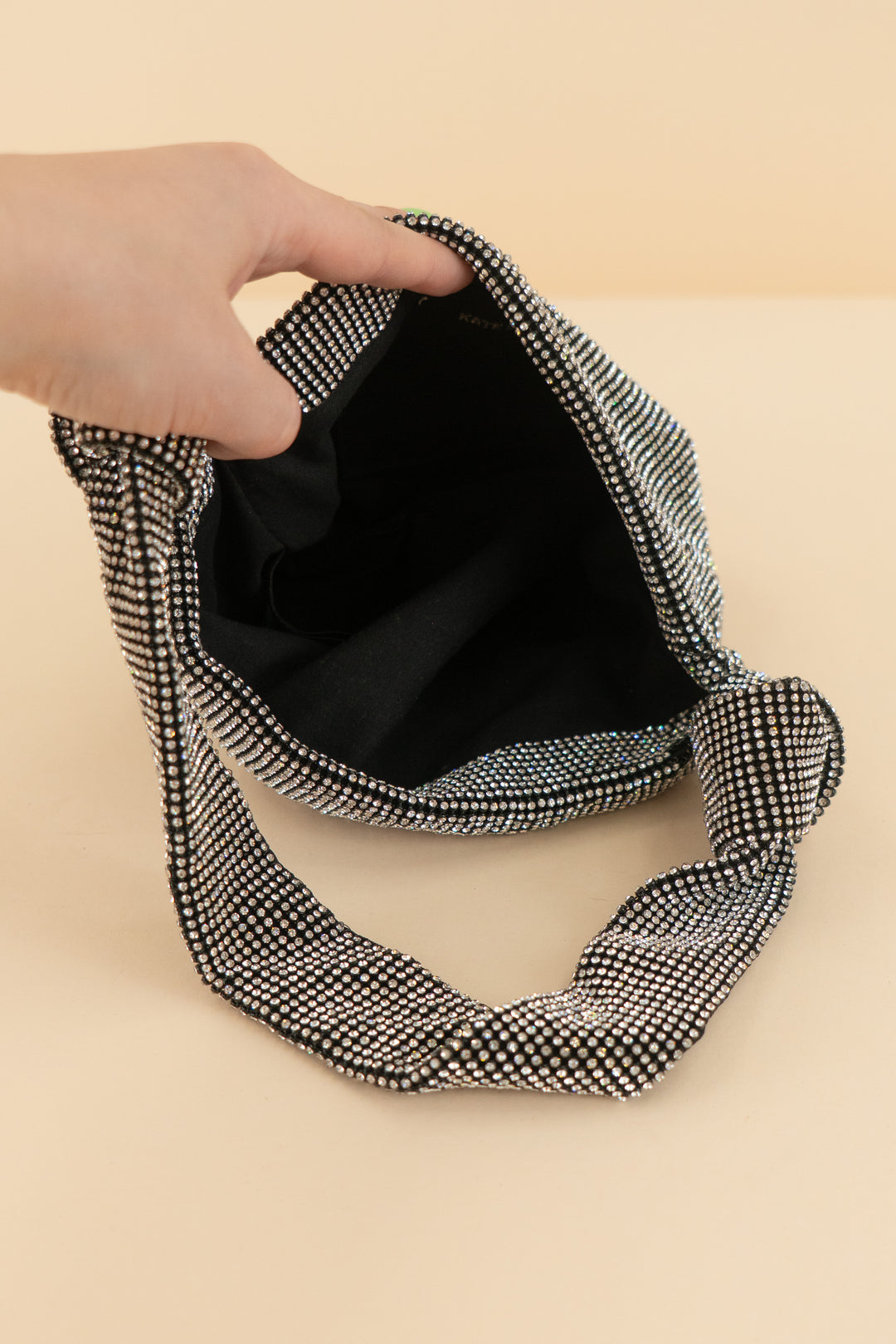 AUCTION kate landry black rhinestone slouch purse (os)