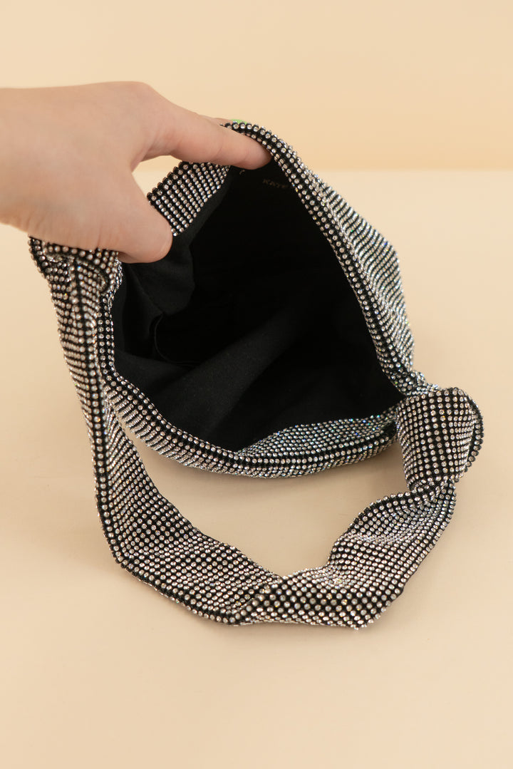 AUCTION kate landry black rhinestone slouch purse (os)