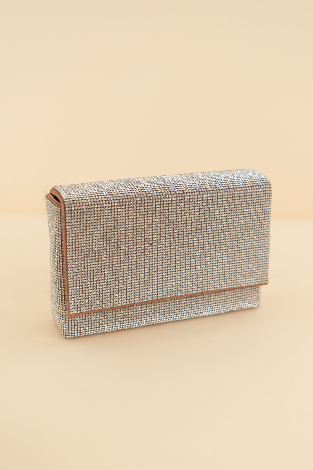 aldo rhinestone clutch with bronze satin lining (os)