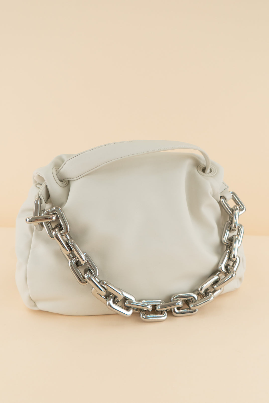 simon miller white silver link shoulder bag (retail $490)