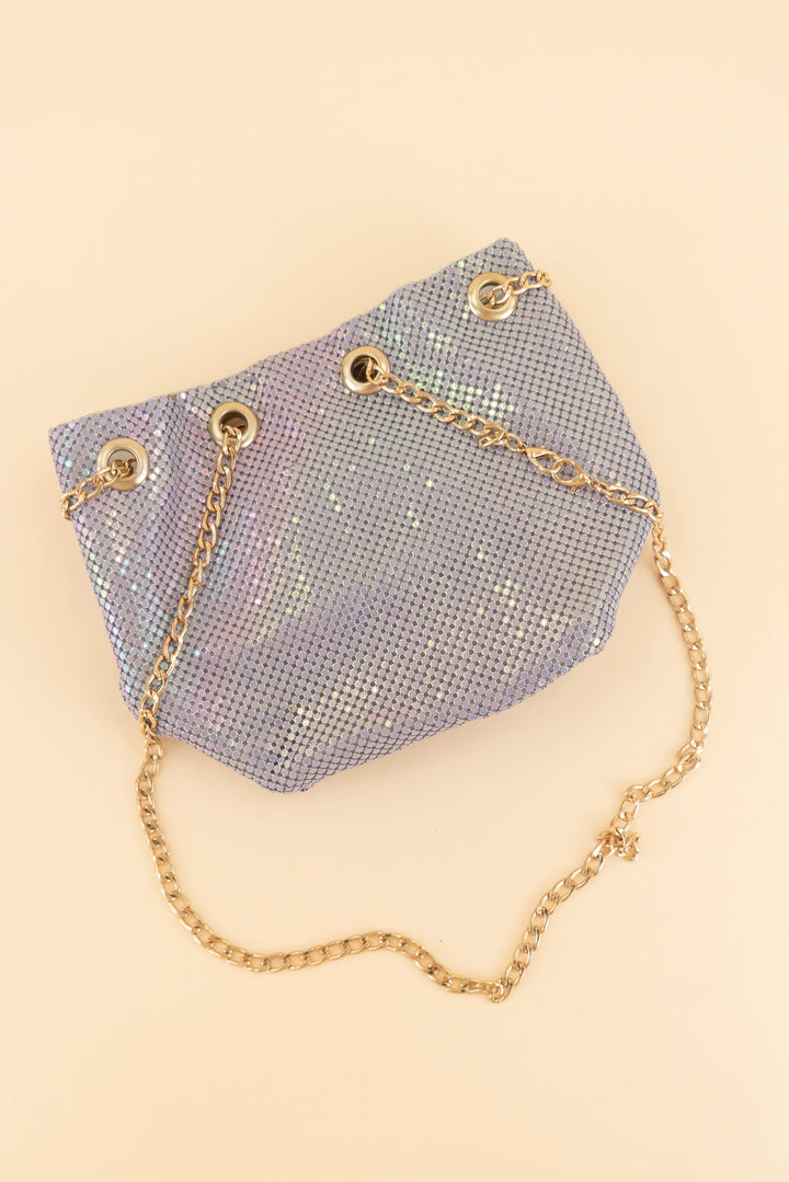 AUCTION olivia miller purple iridescent chainmail purse