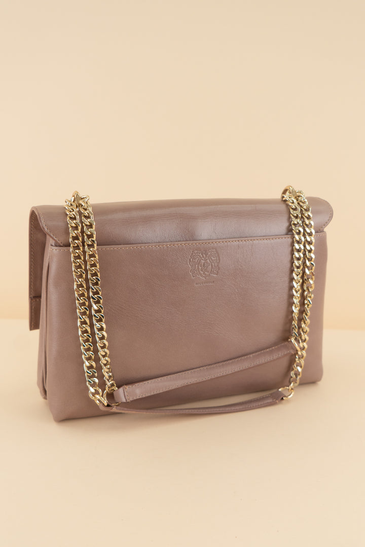 bruno magli mauve leather chain shoulder bag (retail $325)