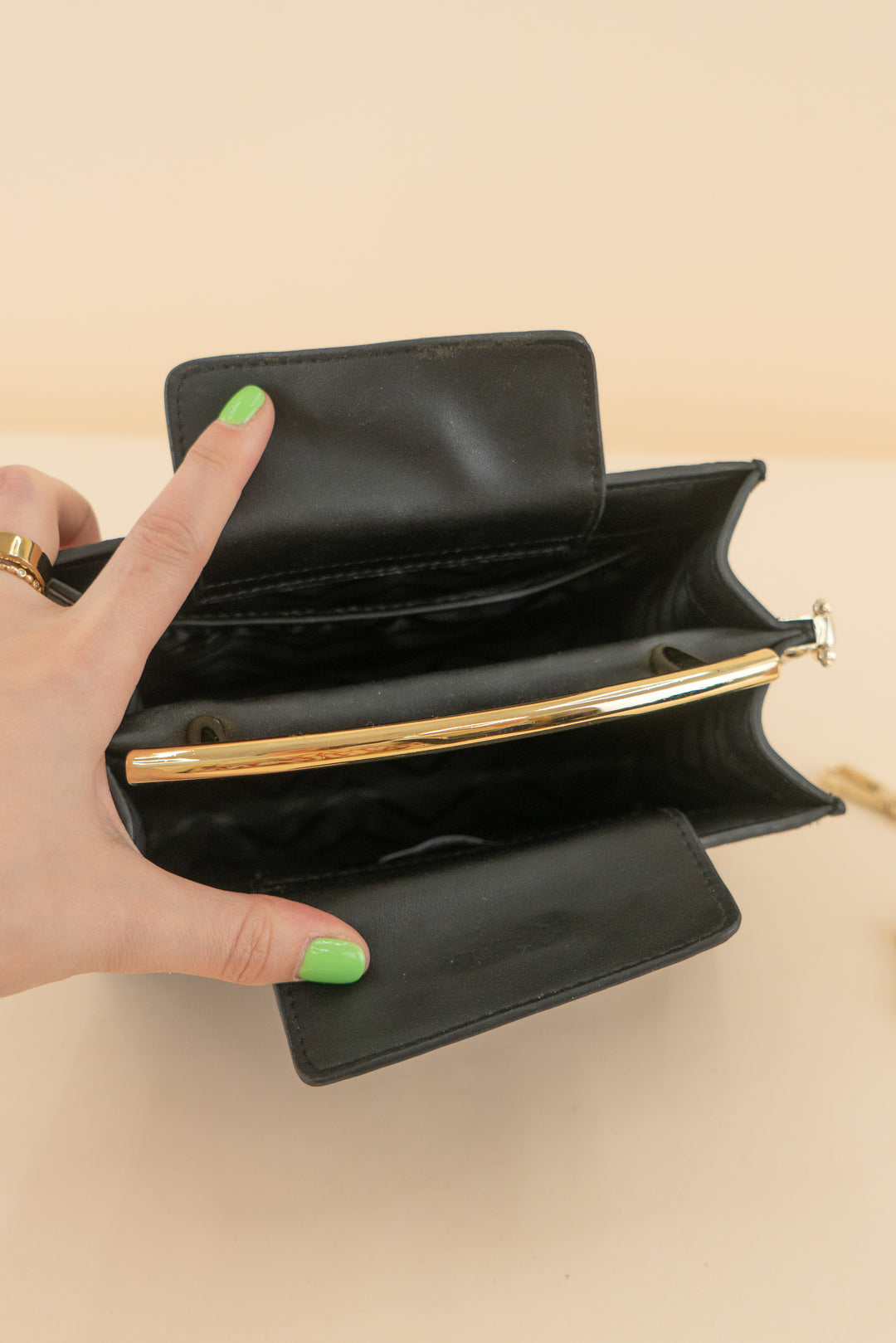AUCTION olga berg black rhinestone evening bag with gold handle