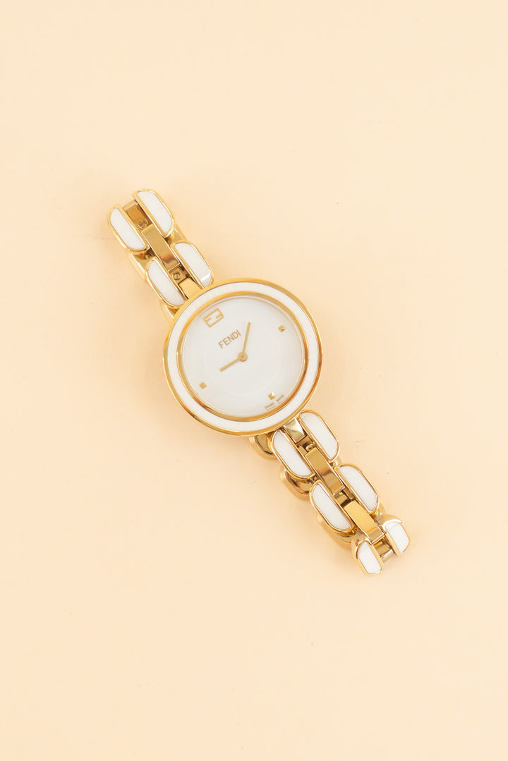 fendi gold and white my way bracelet watch (retail $1,200)