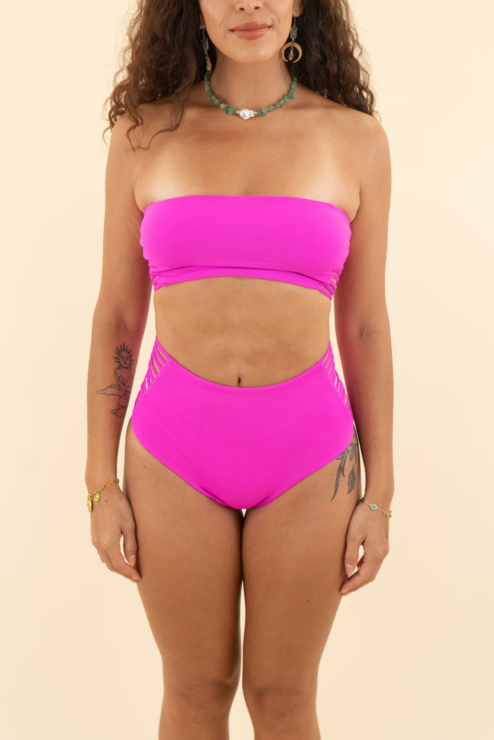 AUCTION l space fuchsia strappy bandeau bikini set (m/l)