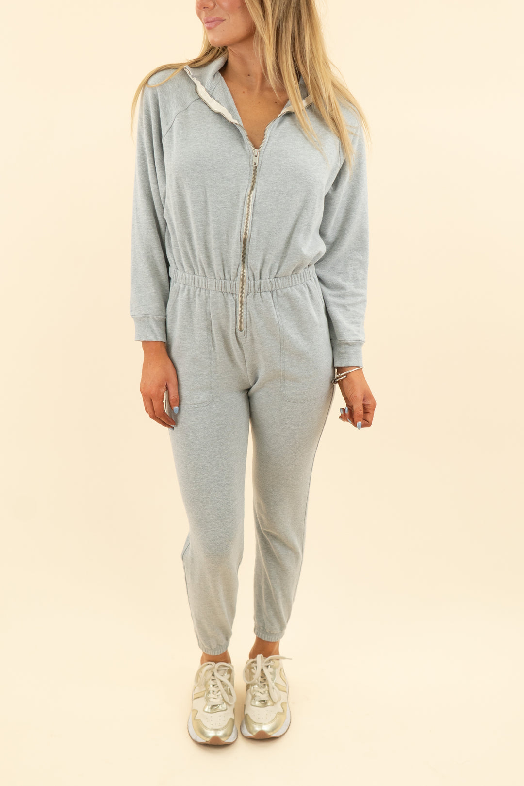 electric & rose grey lounge jumpsuit (s; retail $260)