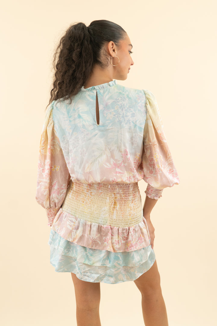 AUCTION amanda uprichard pastel floral smocked mini dress (m)