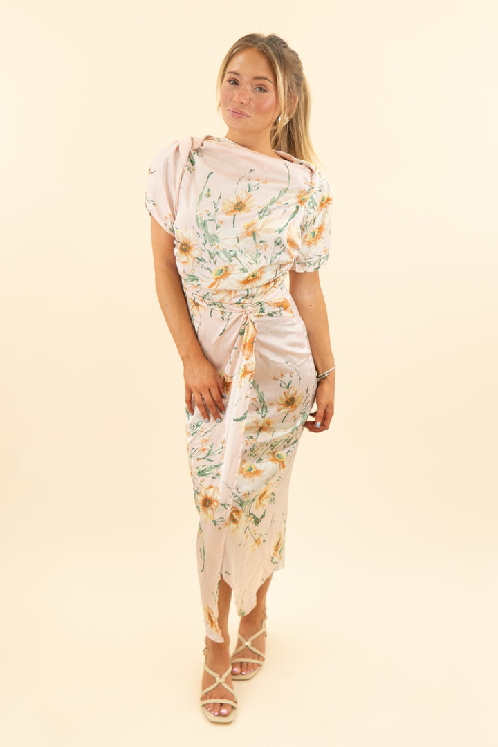 prettylittlething baby pink floral high slit dress (4)