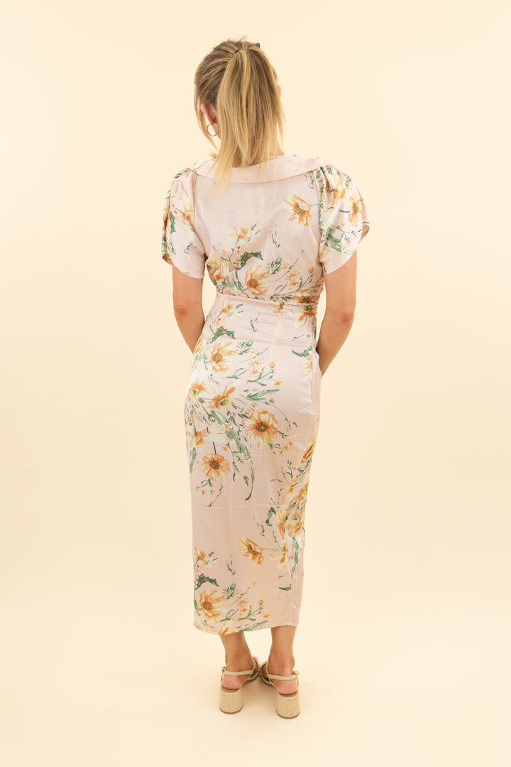 prettylittlething baby pink floral high slit dress (4)