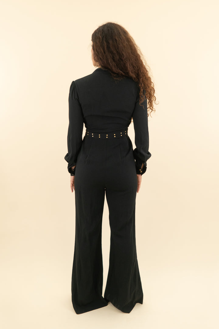 rachel zoe black wide leg jumpsuit (4; retail $500)