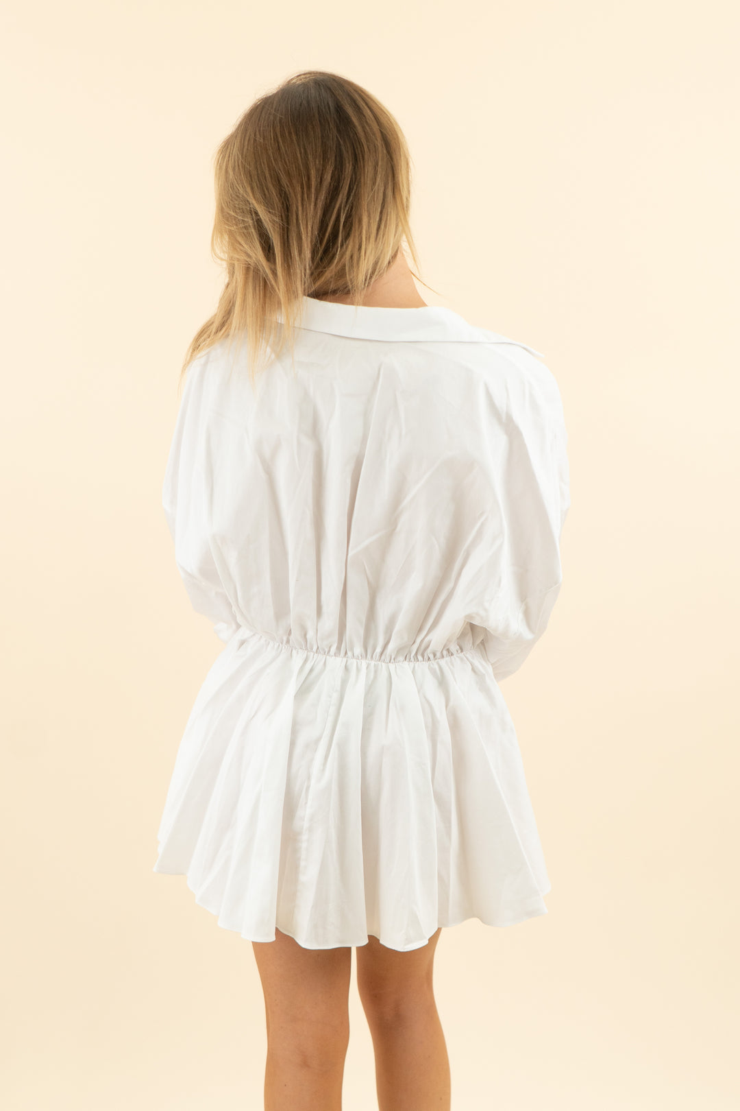 AUCTION norma kamali white linen flowy mini dress (s)