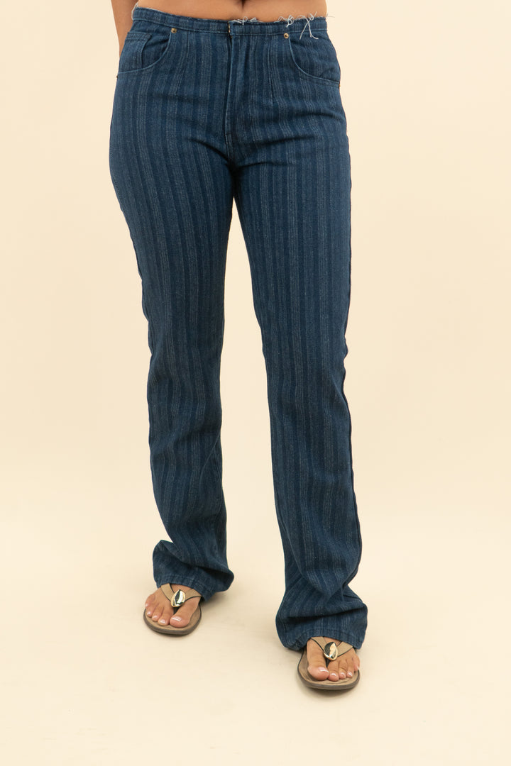 lioness pinstripe flare jeans (s; retail $99)