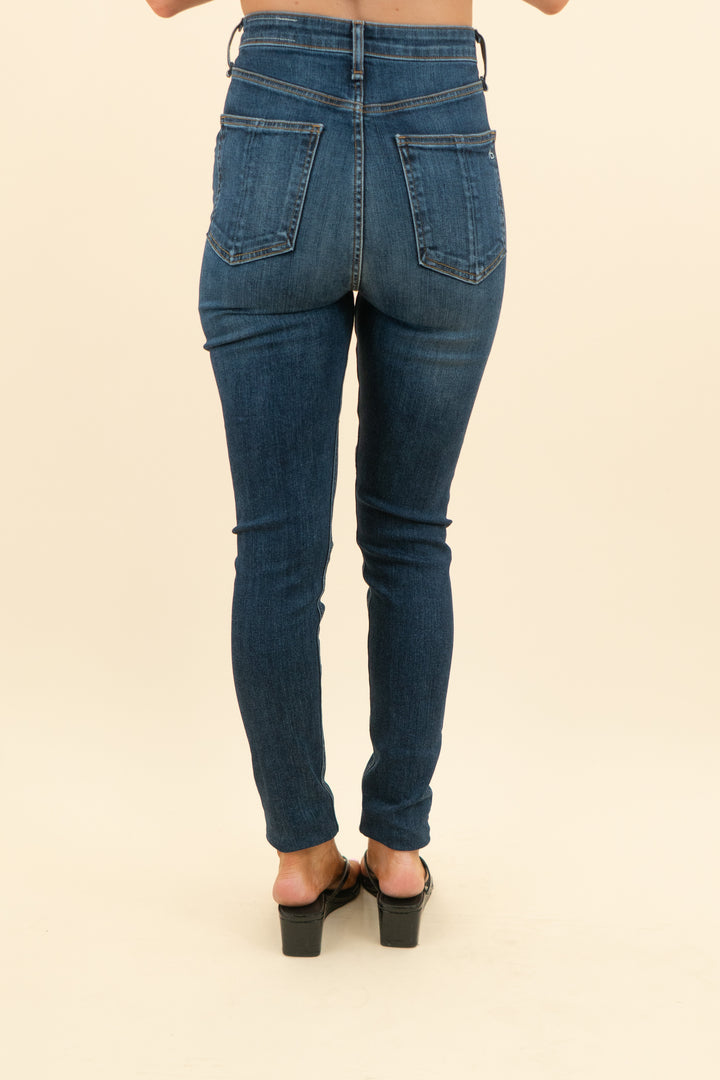 rag & bone dark wash karla skinny jeans  (26; retail $198)