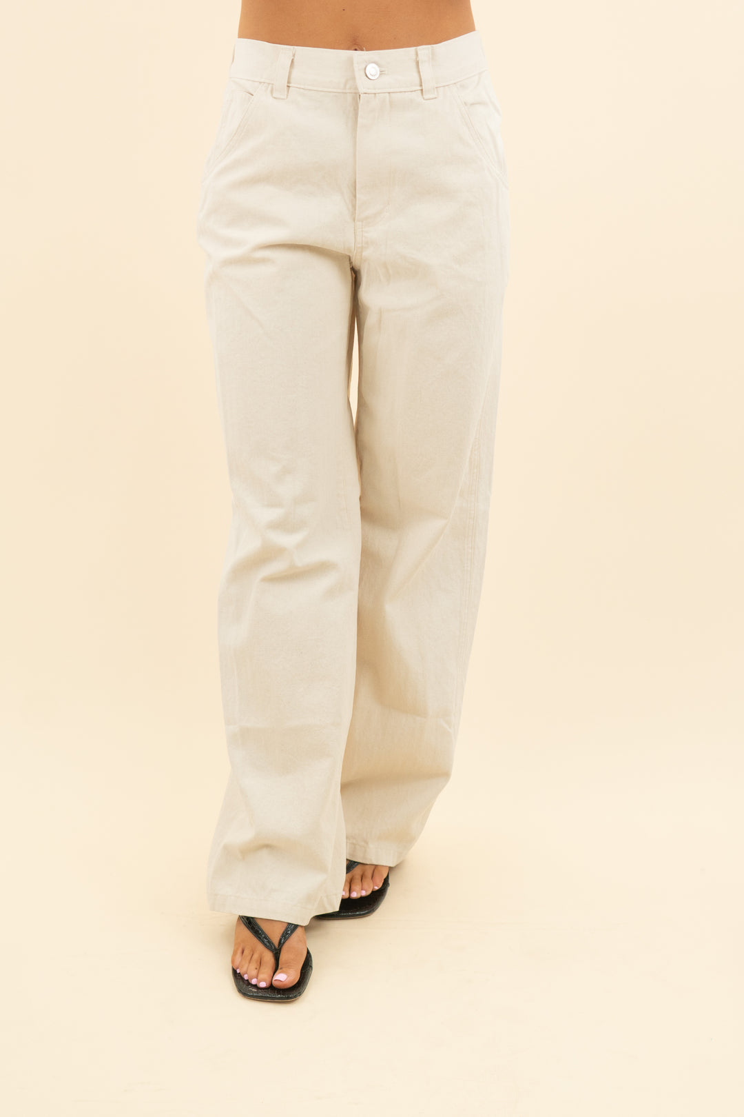 carly jean beige denim pants (s; retail $98)