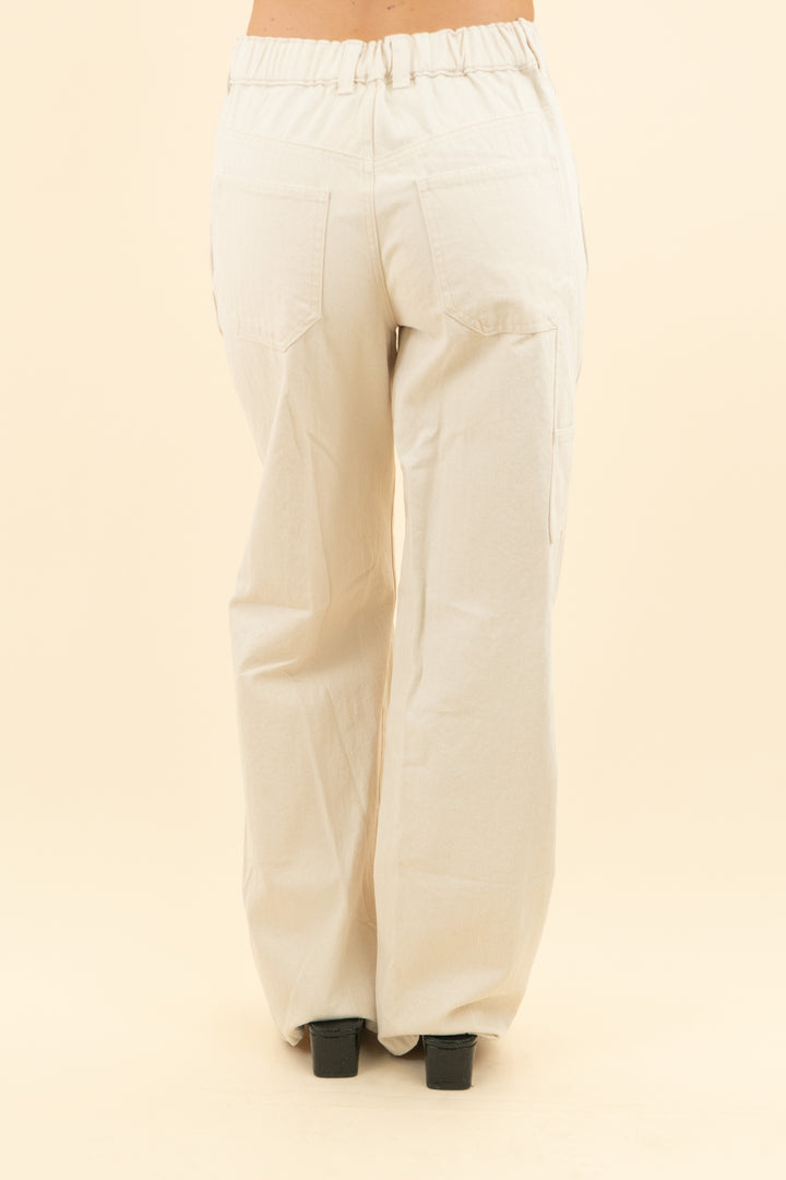 carly jean beige denim pants (s; retail $98)