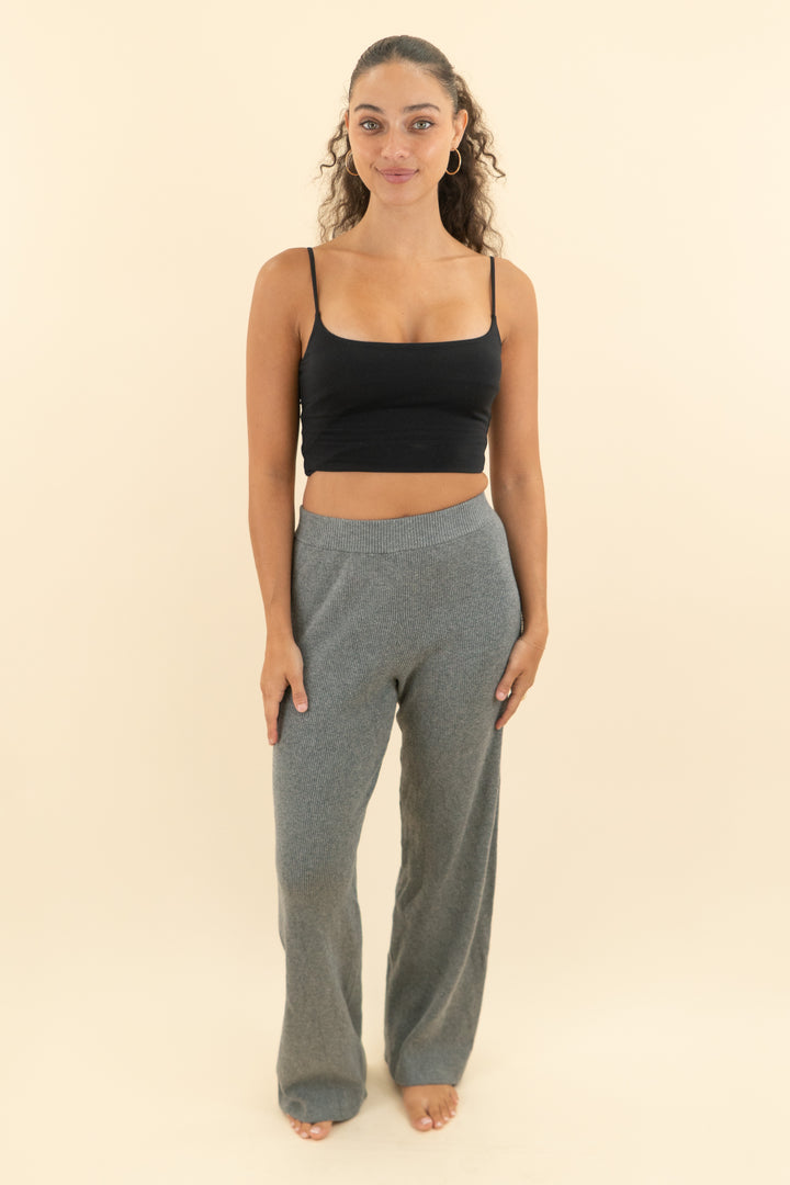 nuuds grey heathered ribbed knit pants (s; retail $88))