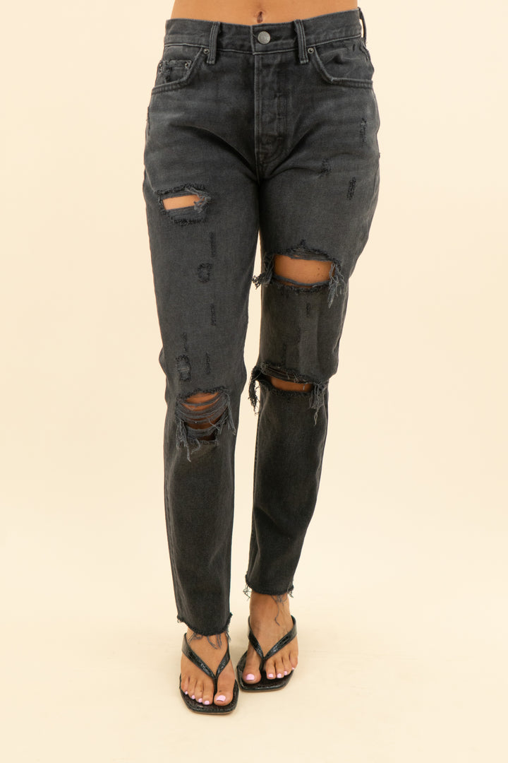 grlfrnd black karolina distressed jeans  (27; retail $259)