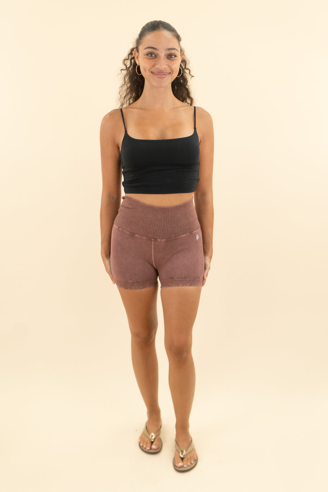 fp movement brown ribbed biker shorts (m/l; retail $48)