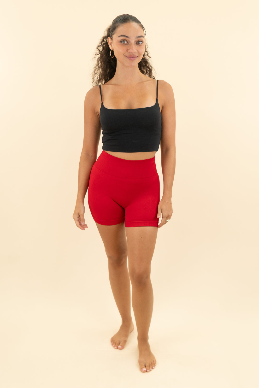 bo&tee red biker shorts (m; retail $55)