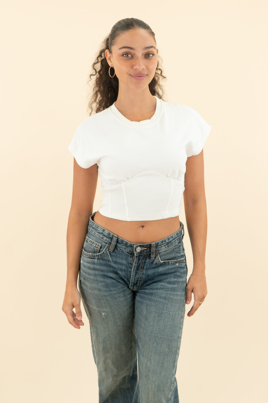 AUCTION superdown white ribbed corset tee (s)
