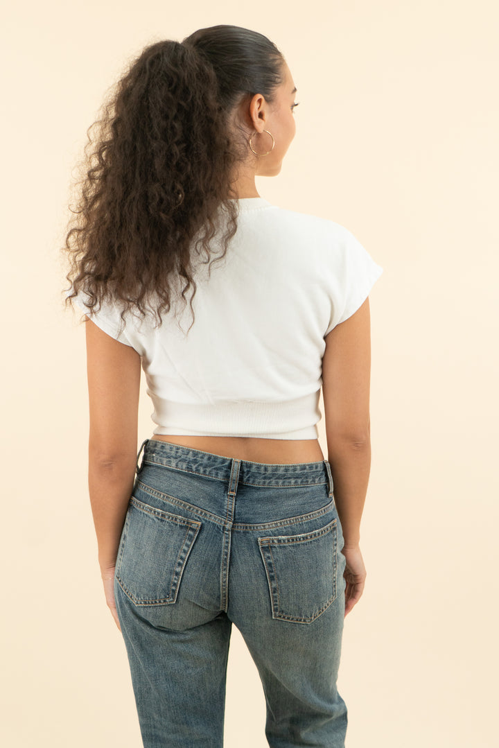 AUCTION superdown white ribbed corset tee (s)