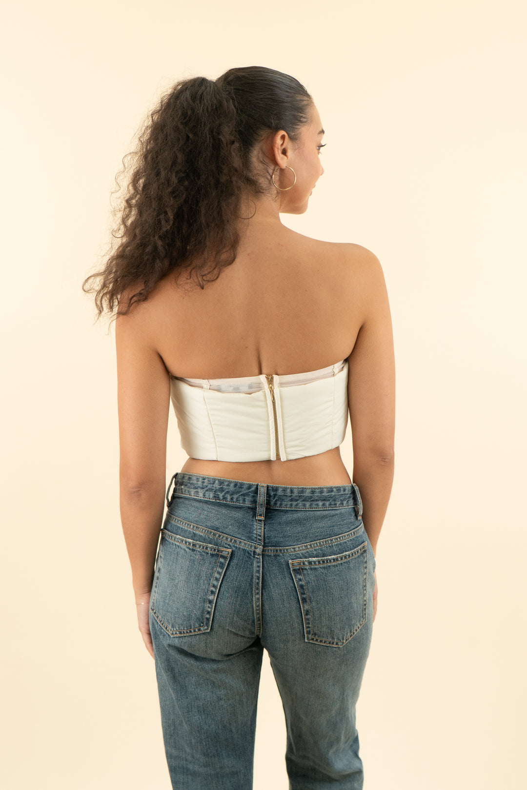 AUCTION jluxlabel cream puffer corset top & maxi skirt set (s)